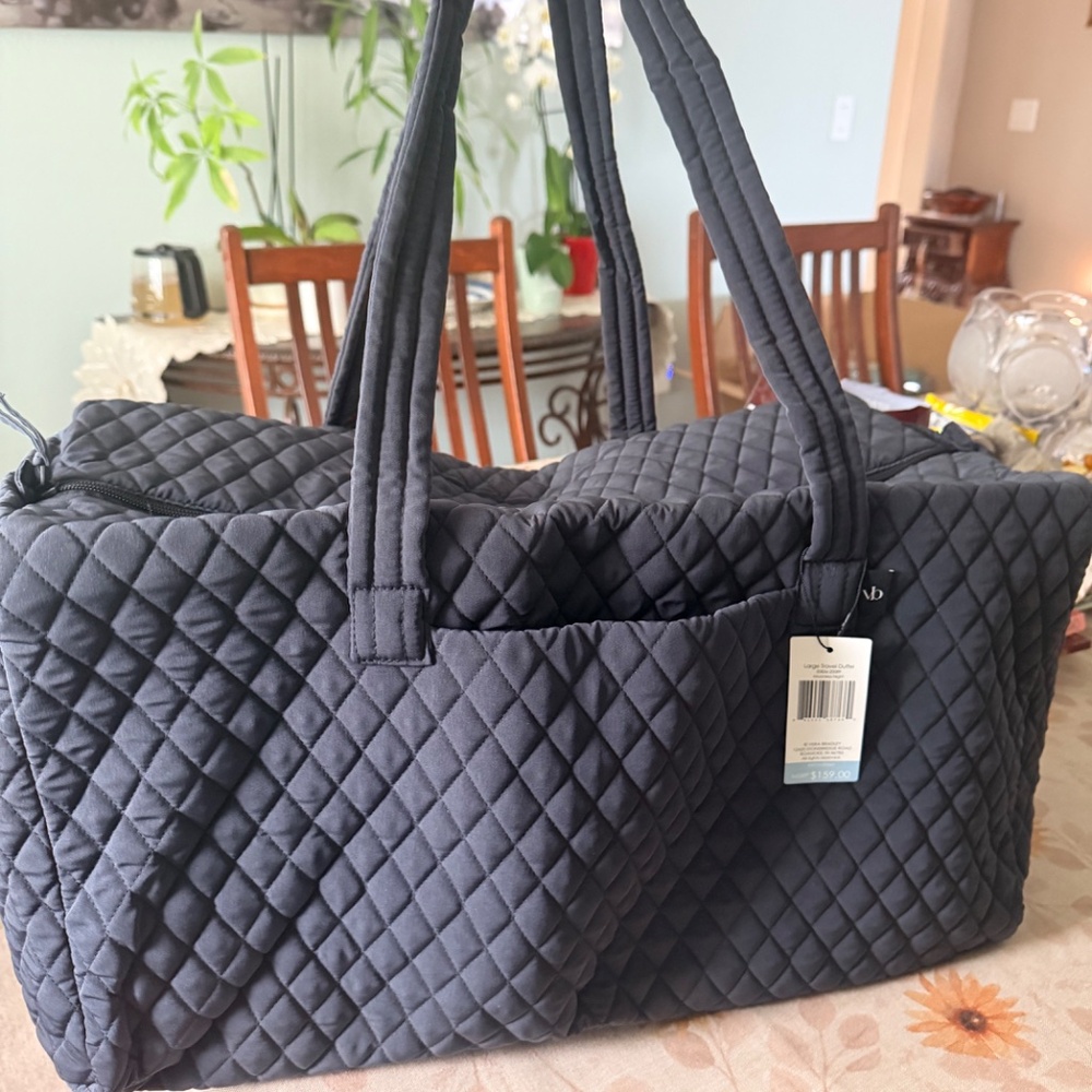 Vera Bradley Large Travel Duffel Bag polyester Black Moonless Night